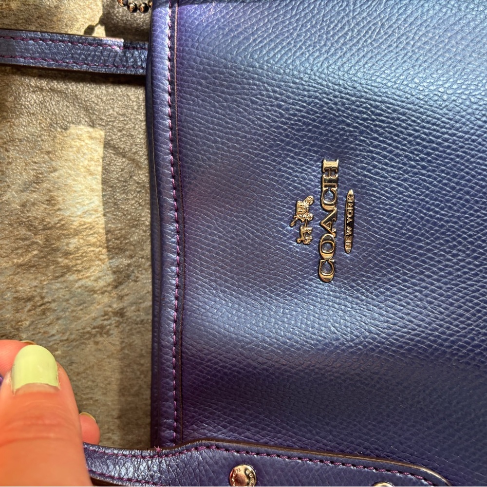 Coach Blue iridescent and Purple Tote Bag - Picture 4 of 11